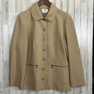 Talbots Alpaca Blend Jacket Large Camel Tan Quiet Luxury Minimalist Preppy VGUC